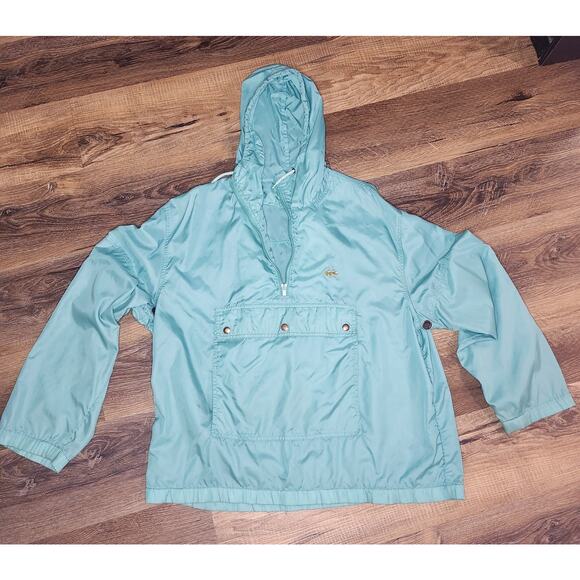 Vintage Lacoste Pullover Windbreaker Jacket Teal Green Half-Zip Hooded Men’s L - Picture 4 of 15
